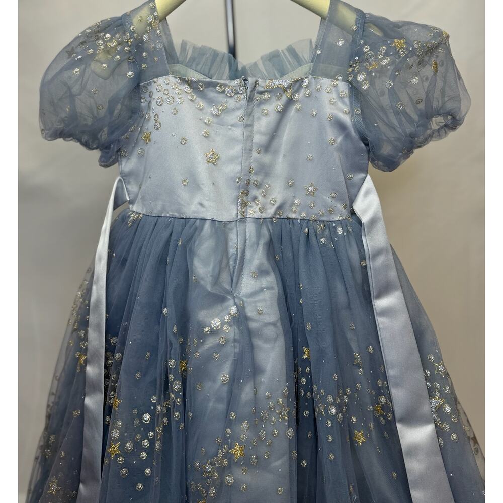 Girls’ Princess Dress Blue and Gold Embellished- Size 4-5Y (110) - Picture 6 of 8